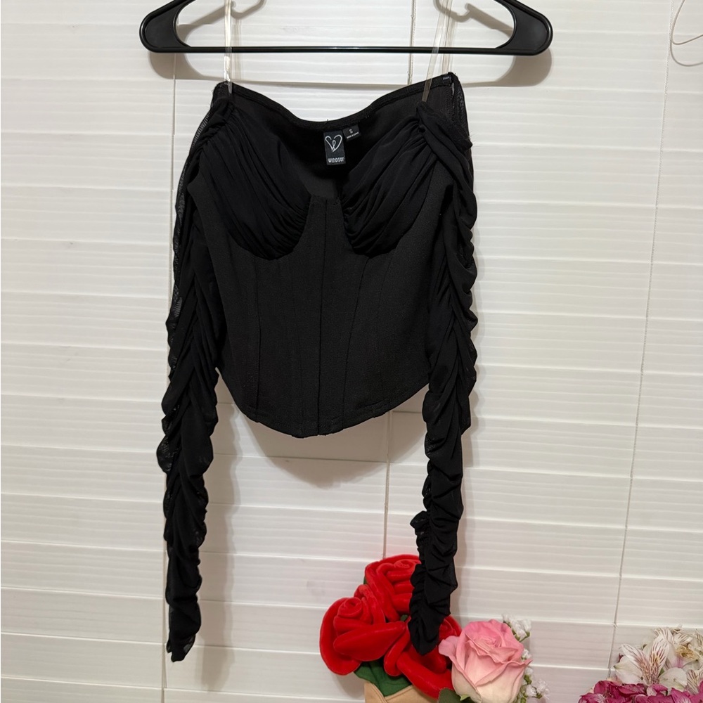Windsor Elegant Black Ruched Blouse